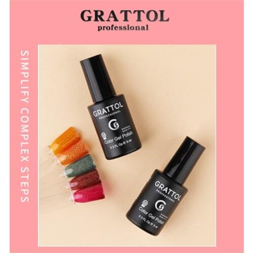 GRATTOL Professional 9ML Glitter UV Gel Nail Polish Glitter Sequins Soak Off Gel Varnish Colorful Base Top Coat DIY Nail Art