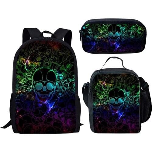 Cool Skull Pattern School Bag Set For Teen Boys Girls Cute Student Kids Schoolbag Primary 3d Childrens Backpack Bookbags