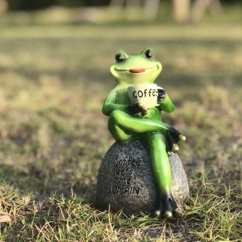 Frog Coffee Animal Ornaments Garden Balcony Desktop Office Furnishings Garden Lawn Decoration Gifts