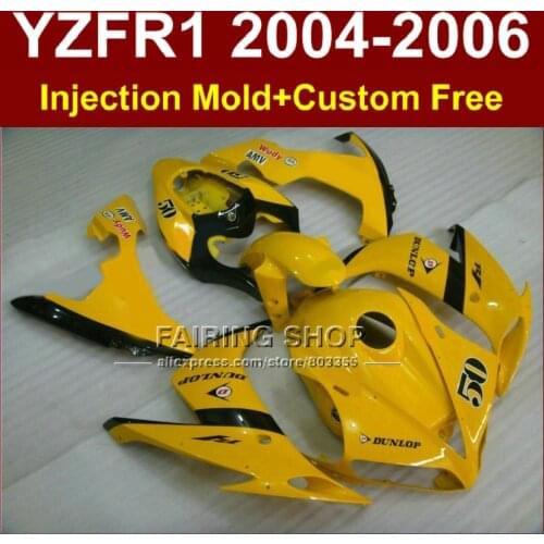 Custom Injection mold fairings kit for YAMAHA 2004 2005 2006 YZF R1 YZF1000 YZFR1 04 05 06 yellow aftermarket fairing body parts