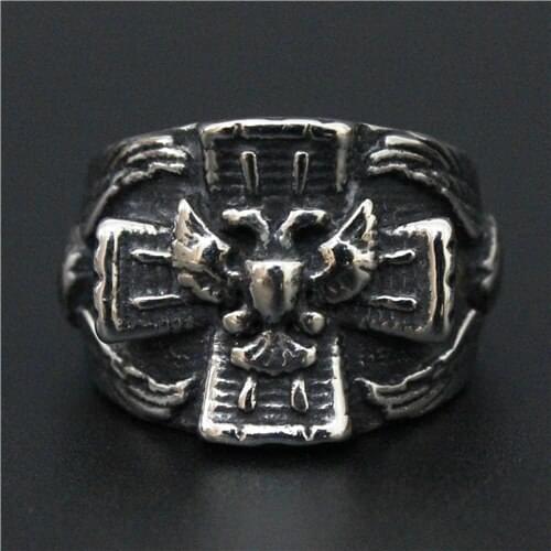 Animal Shape Cool Cross Eagle Ring 316L Stainless Steel Men Boy Fashion Jewelry New Ring