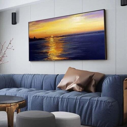 Fashion New Color Sea Sights Hand Painted Abstract Oil Painting Canvas Art Home Decor Wall Pictures Modern No Frame As Gift