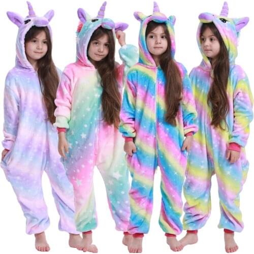 Kigurumi Onesie Kids Unicorn Pajamas For Children Animal Cartoon Blanket Sleepers Baby Sleepwear Winter Boy Girl Stitch Jumspuit
