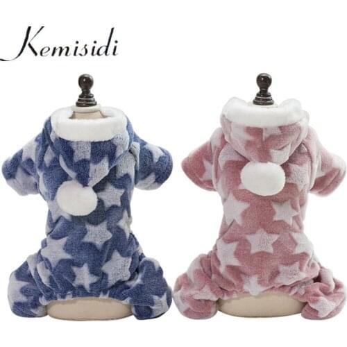 KEMISIDI Dog Pajamas Jumpsuit Autumn Winter Dog Clothes Fleece Four legs Warm Pet Clothing Outfit Small Dog Star Costume Apparel