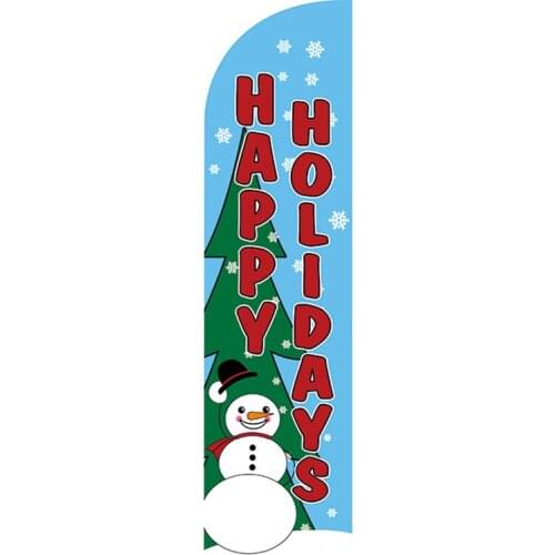 Factory Direct Sale Custom Christmas Happy Holidays 110g Knitted Polyester Feather Flag Single Sided