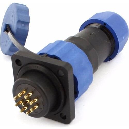 SD20 20mm 9 Pin 9P Square Flange Waterproof Aviation Connector Straight IP68