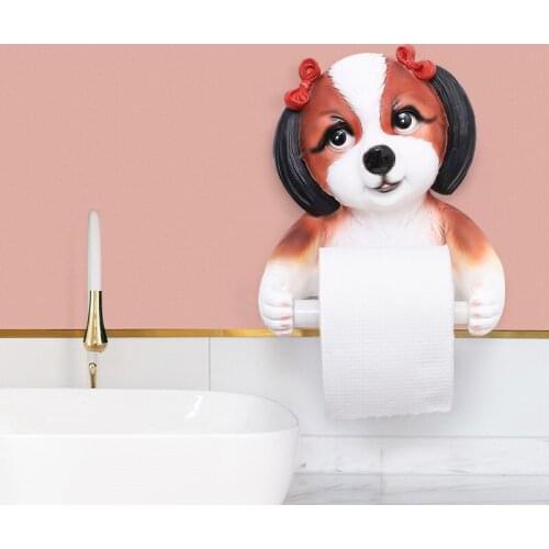 Resin American Cartoon Roll Paper Toilet Tissue Box Roll Paper Hanger Creative Rack Free Punch Wall Hanging Bathroom Accessory