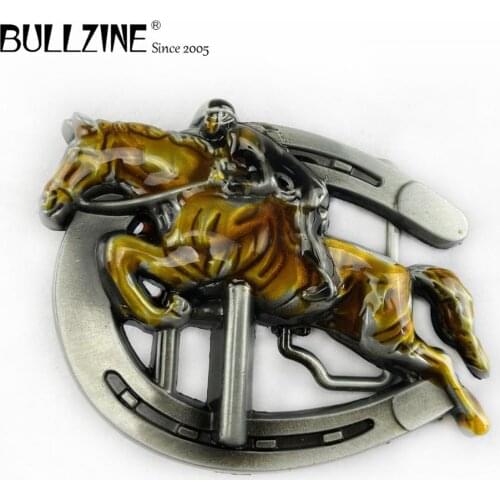 The Bullzine Western horse driver belt buckle with pewter finish FP-02464 suitable for 4cm width belt