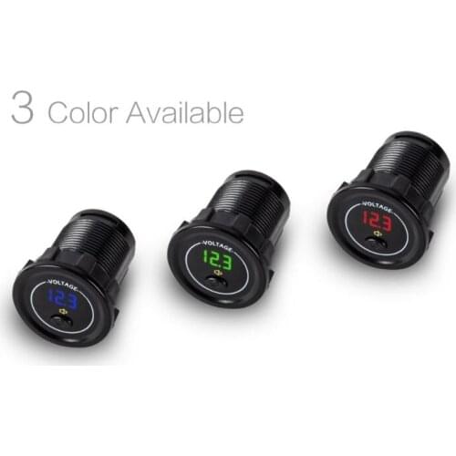 Waterproof Motorcycle Boat Car DC 12V 24V 30V LED Voltmeter Display Voltage Meter with ON OFF Switch Low Voltage Alarm E56B