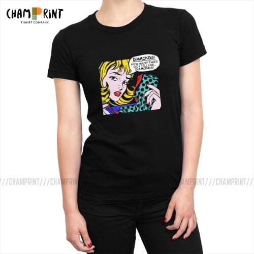 Roy Lichtenstein Comic Art Girl With Gloves T-shirts Womens Korean Style Pop Art T Shirt Tumblr Tee Shirt Tops Female Clothing