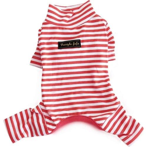 Fashion Striped Clothes for Small Dogs Cotton Dog Pajamas Soft Cozy Winter Chihuahua jumpsuit Yorkies Sleepwear for Pugs 20E