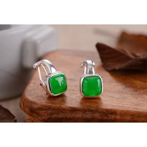 Luxury Girls Earrings FASHION WOMENS MARCASITE GREEN gem 925 vintage personality leaves EARRING for women jewelry