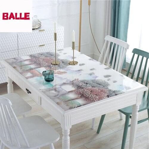 1mm PVC Film Plastic Tablecloth Rectangle 2D Table Cover Protector Dining Mat Desk Pad Soft Glass Top Table Cloth