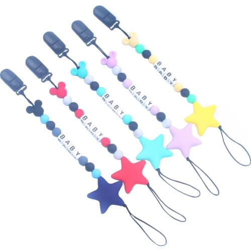 1Pcs New Baby Pacifier Chain Silicone Beads Dummy Clip Holder Cute Pacifier Clips Soother Chains for Baby Chew BPA