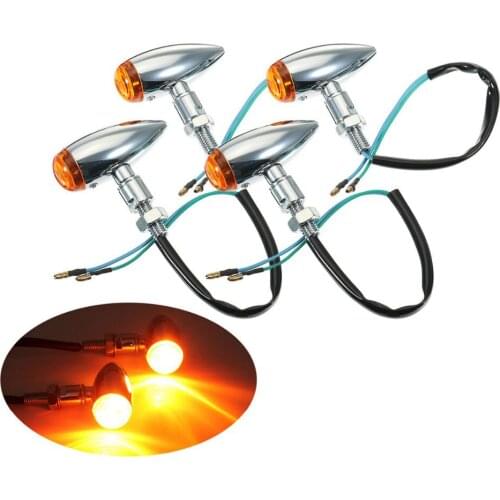 2/4 motorcycle bullet turn signal chrome
