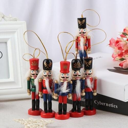 2020 Year 10cm Wooden Nutcracker Doll Soldier Puppet Christmas Kids Gifts New Year Christmas Tree Pendant Ornaments Decoration