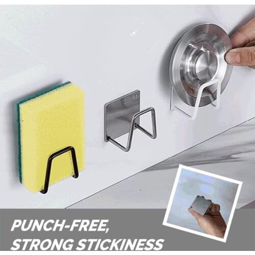 3Pcs Drain Drying Rack Kitchen Storage Organizer Self Adhesive 304 Stainless Steel Sponges Holder Sink Accessories Non-slip