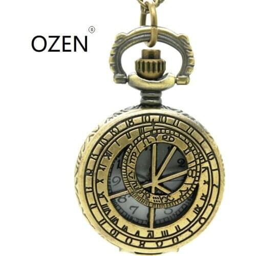 3096) 12pcs/lot Vintage bronze Watch Necklace, Pocket Watch pendant, Dia: 2.7cm christmas party gift