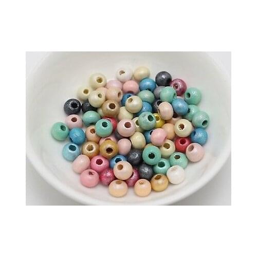 500 Mixed Color Pearlized Luster Wood Beads 6mm ~Wooden Beads