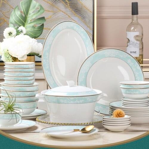 60 Heads ceramic tableware ceramic dish Dish Rice Bowl Salad Noodles Bowl Plate Dinnerware Sets Kitchen AshtrayTableware