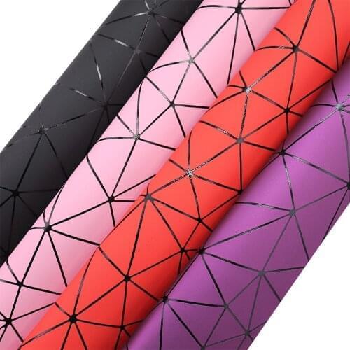 91cmx134cm Yard Black Geometric Network Faux Leather Fabric Synthetic Handbag Bow Craft DIY Sewing Material BH445