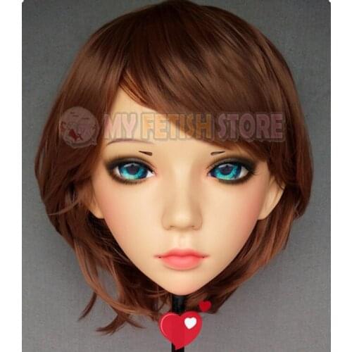Amy)Female Sweet Girl Resin Half Head Kigurumi BJD Eyes Crossdress Cosplay Japanese Anime Role Lolita Mask With Eyes And Wig