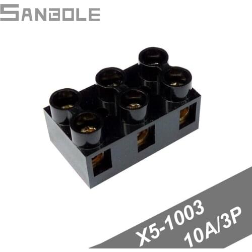 Fixed Type Base Connection X5-1003(JX5-1003) 10A/3P 600V Terminal Block Connection Black Dual Row (50PCS)