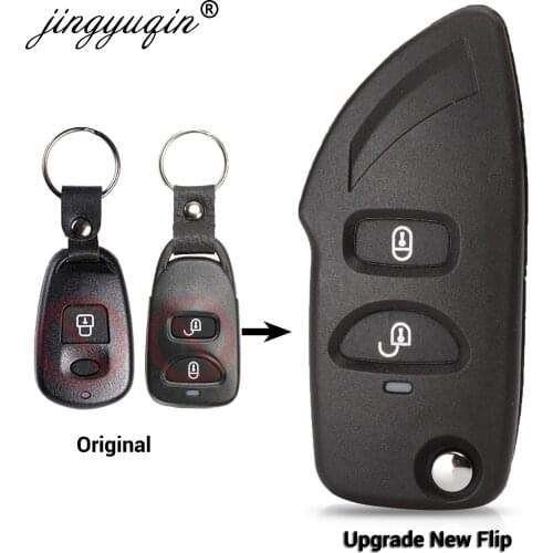 Jingyuqin 15ps Key Case for HYUNDAI Elantra Santa Fe Eagle Terracan Trajet Fit Kia Carens Car Key 2 Buttons Modified Key Shell