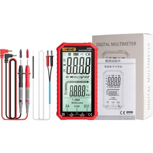 Large Screen Auto-Range Digital Multimeter True-RMS Voltage Current Ohm Capacitance Continuity Temp Frequency Diode Test