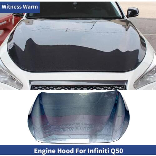 For Q50 bonnet High Quality Carbon Fiber engine hood cover For Infiniti Q50 Bonnets engine Covers Car body kit 2014-UP