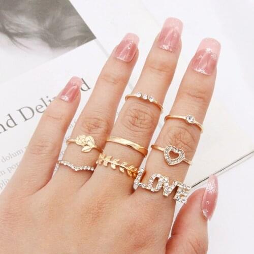 Love Matching Rings for Women Anillos Mujer Ring Set Bagues Anillo Bohemian Jewellery Slytherin Accessories Girls Gift