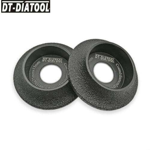 DT-DIATOOL 2pcs 75mmx15mm Vacuum Brazed Demi-bullnose Edge Profile Diamond Grinding Wheel Marble Granite Stone Profile, Grit #60