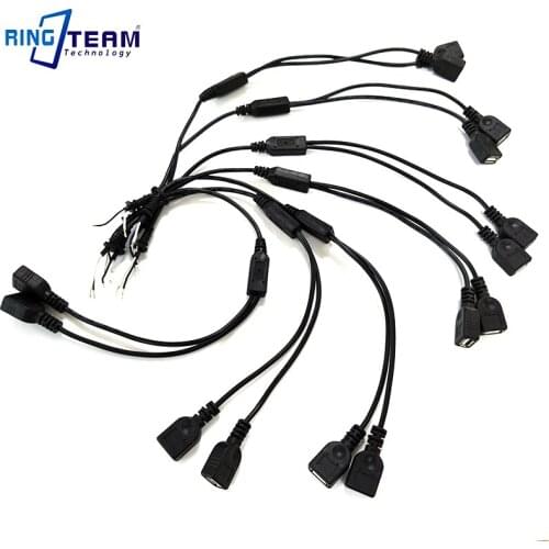 10pcs Dual Female USB 40CM Charging Spliter Power Cord Cable 18AWG VW-1SC 80 300V Fits for Digital Cameras MP3 MP4 Mobile Pone