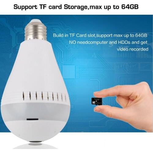 1080P 360 Security wifi lamp Camera Lamp Panoramic IP CCTV Video Surveillance Fisheye HD Night Vision 32GB 64GB