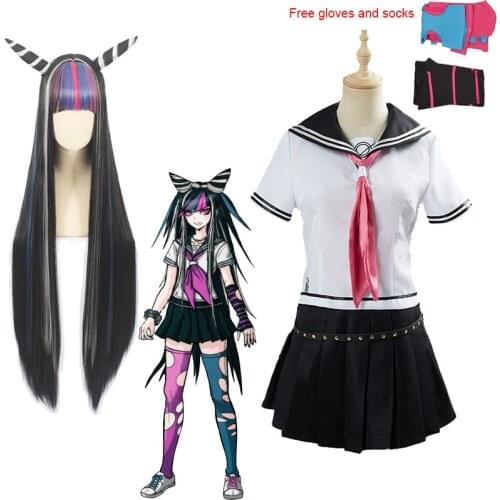 Game Costumes Danganronpa Mioda Ibuki Cosplay Wigs Womans JK Uniforms Schoolgirl Sailor Suit Halloween Party Costume