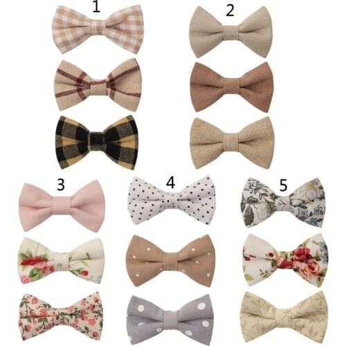 3 Pcs Baby Girls Bow Hair Clips Kids Infant Hairpin Cute Handmade Cotton Party Hair Clip Toddler Barrettes Headwrap Hair Parts