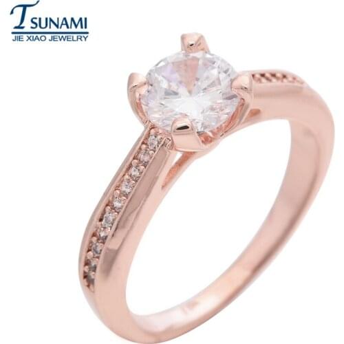 Beautiful round rose gold zircon ring, which is suitable for womens balls/parties/wedding jewelry RG-010