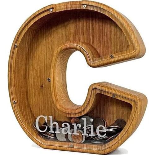 Creative Money Boxes Twenty-six English Alphabet Storage Tank Personalized Storage Tank Money Jar Wooden Desktop Ornament