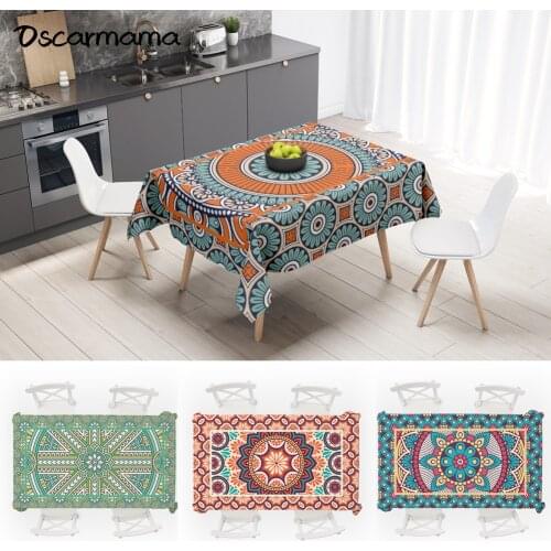Boho Scandi Mexican Oilcloth Dining Hules Rectangular Table Kitchen Elegant Tablecloth Art Banquette Hotel Terrace Desk Cover