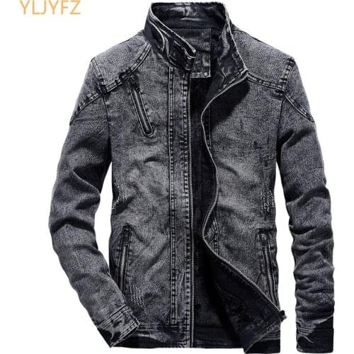 2021 Mens Jacket Autumn Winter Denim Jacket Zipper Cardigan Fleece Trend Slim Retro Casual Fashion High Quality Men Clothing