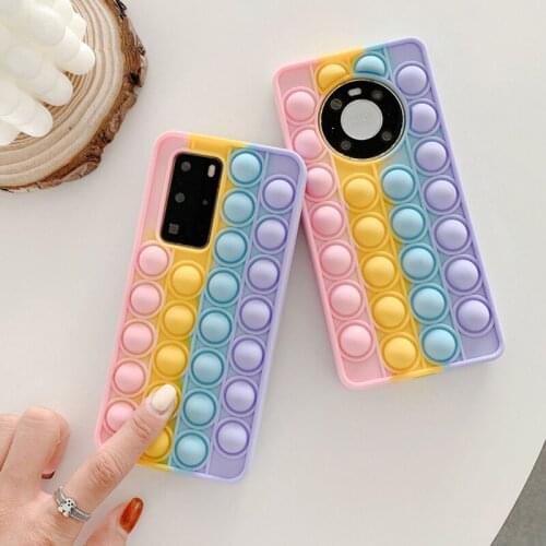 For huawei P30 P40 Pro Reliver Stress Bubble Toy Push POP Phone Case For Huawei P Smart Y9 (2019) Soft Silicone Anti-Drop Cover