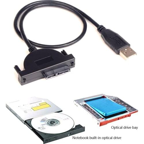 New USB 2.0 To 7+ 6 PIN SATA CD-ROM Optical Drive Adapter Cable for Laptop Computer EM88