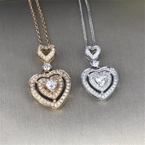 Heart Shape Diamond Pendant Real 925 Sterling Silver Charm Party Wedding Pendants Necklace For Women Bridal moissanite Jewelry