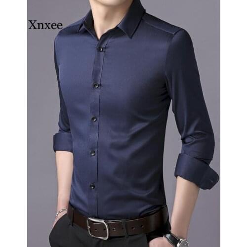 Plus Size Single Breasted Long Sleeve Shirt Men Lapel Spring Fall Slim Fit Korean Business Cardigan Fashion Tops Office Clothe