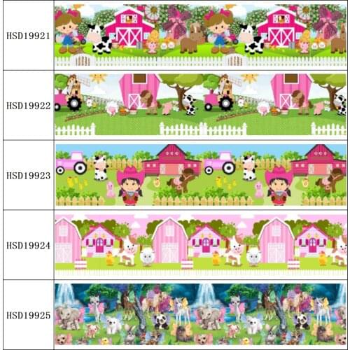 22MM 25MM 38MM 50MM 75mm Printed Pattern on Grosgrain Ribbon for diy ribbon