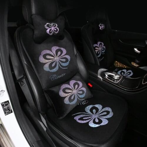 Luxury Car Seat Cover Protector Rhinestone Leaf Universal Front Rear Seat Back Cushion Pad Mat Backrest for Auto Interior