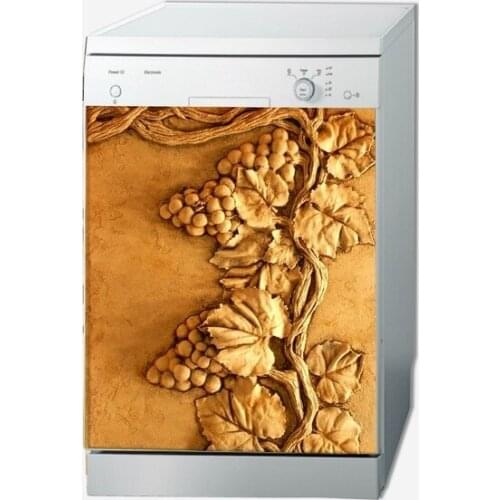 Wholesale 3D Embossed Grape Tree SelfAdhesive Dishwasher Refrigerator Freeze Sticker Kids Art Fridge Door Cover Wallpaper
