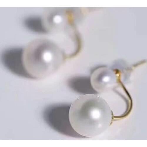 Shilovem 18k yellow Natural freshwater pearls Drop Earrings fine Jewelry women trendy anniversary new gift myme667709zz
