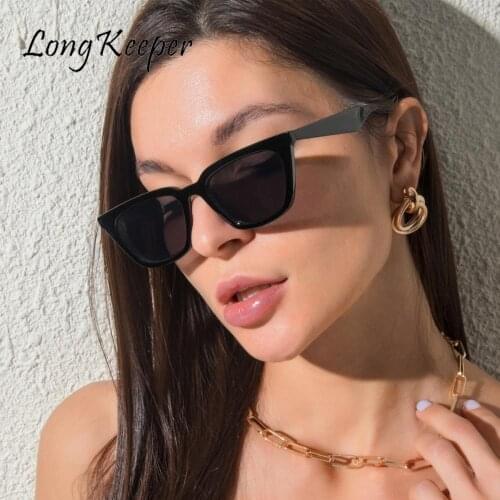 LongKeeper Rectangle Sunglasses Women Vintage Sun Glasses Leopard Sunglasses Brand Designer Eyeglasses Female Cat Eye Eyewear
