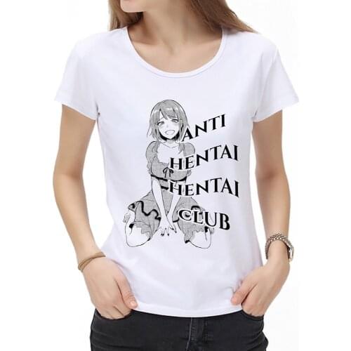 Funny Women Ahegao Anime Cute Girl Baka Waifu Material, Gift For Otaku T-Shirt Women Tshirt Hip Hop T Shirt Tees Harajuku